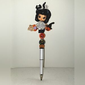 Pretty Witch Clay Doll Top Beadable Pen